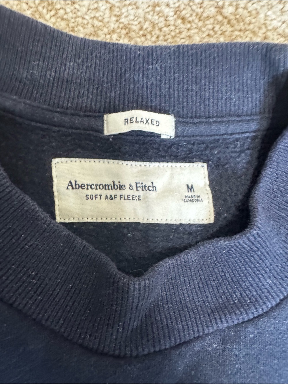 Abercrombie & Fitch Men’s Medium Navy Crewneck Sweatshirt A&F Fleece Logo - Picture 6 of 6